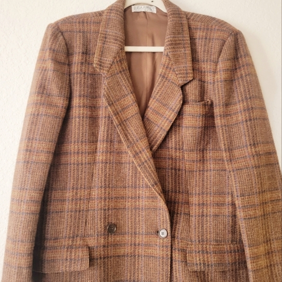 Luisa Firenze Via Roma Brown Tweed Double Breasted Woman’s Oversized Blazer - Picture 5 of 13